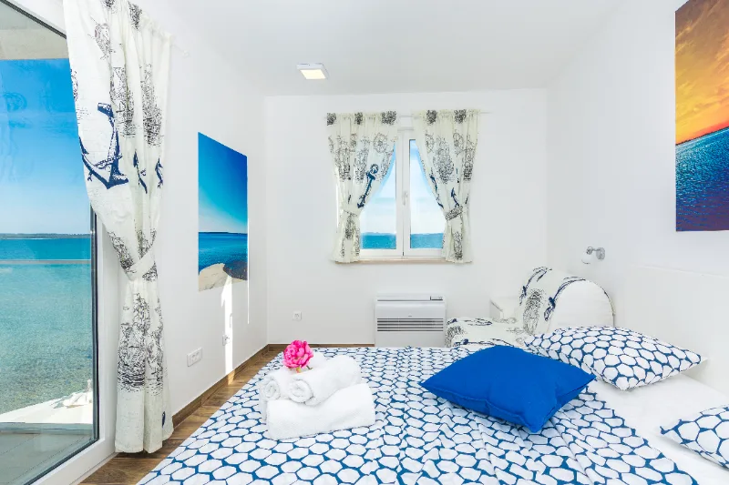 Villa-Miri-Privlaka-Villa-Miri-Lavender-Bedroom-Window with Unique View on the Sea 2