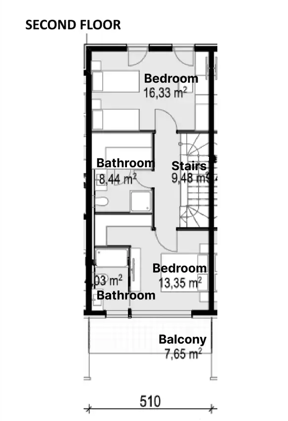 Villa Miri Privlaka Buy Villa K3 Second Floor Drawing
